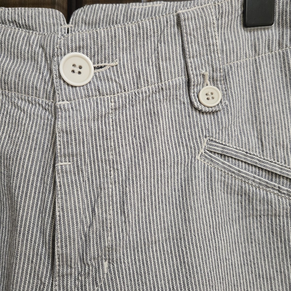 Sundance Womens 12 Blue Coastal Stripe 100% Cotton Shorts Bermuda Cargo Gorpcore - Picture 2 of 14